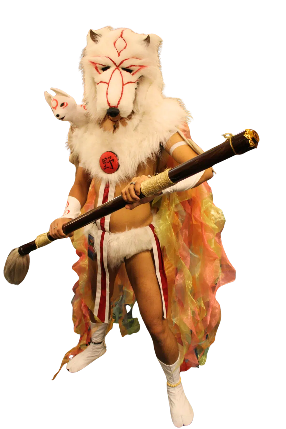 Ray in a handcrafted white wolf cosplay costume