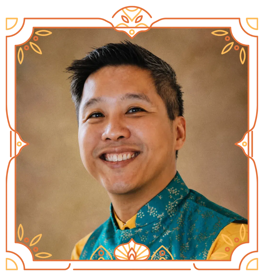 Ray in a decorative gold portrait frame