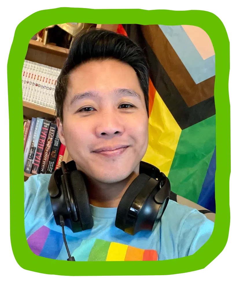 Ray in a green-bordered portrait with his headset